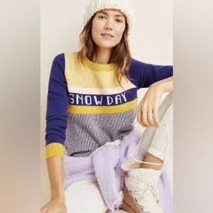 Anthropologie “Snow Day” Sweater Rare Intarsia Teacher Size XXS